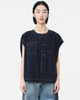 Oversized Contrast Trim Top