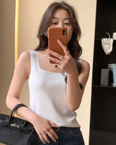 Square Neck Ribbed Knit Tank