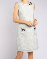 Dangle Ribbons Shift Dress - Grey