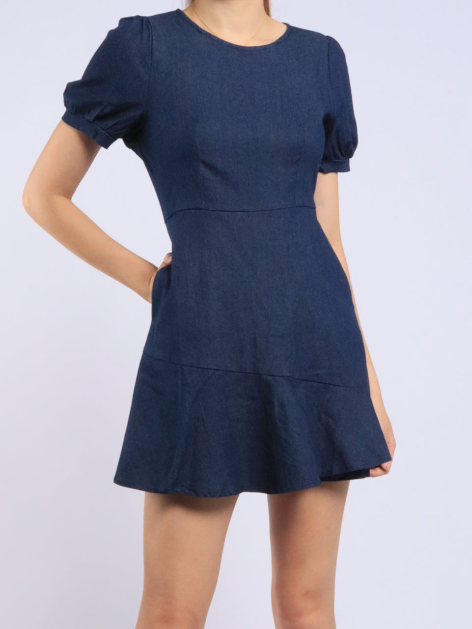 Denim Peplum Romper Dress – FERLICIOUS