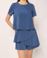 Dressy Layered Romper - Blue