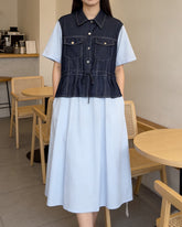 Denim Contrast Shirt Dress