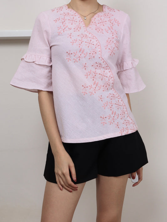 Embroidery Eyelet Top, women's top - Ferlicious Singapore