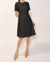 Lightweight Short Sleeve Denim Dress - Black