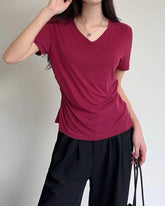 Ruched Waist Short Sleeve Tee