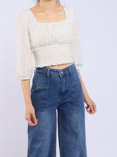 Smocked Waist Eyelet Top