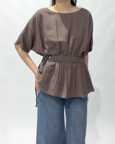 Strap Waist Batwing Top