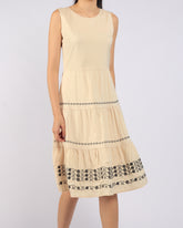 Sunlace Embroidered Tiered Midi Dress