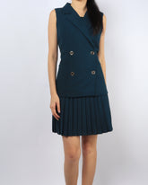 Double Breasted Pleated Dress