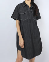 Flap Pocket Denim Shirt Dress