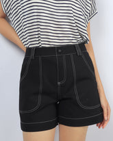 Contrast Stitch Shorts - Black