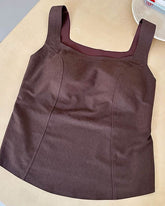 Padded Square Neck Bra Tank - Brown