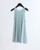 Pleated A Line Knit Tank - Lake Blue