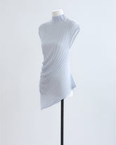 Ribbed Asymmetric Mock Neck Knit Top