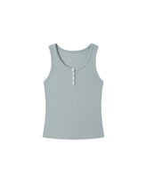 Ribbed Henley Tank - Grey Blue