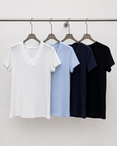 Slub Cotton V Neck Tee Light Blue colour range
