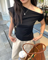 One Shoulder Slant Neck Top