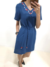 Embroidered Sash Shift Dress (Non-returnable) - Ferlicious