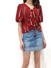 Front Pull String Sleeved Top - Red (Non-returnable) - Ferlicious