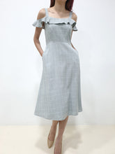 Grid Cold Shoulder Midi - Grey (Non-returnable) - Ferlicious