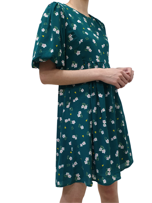 Puff Sleeves Floral Dress, women's dress - Ferlicious Singapore