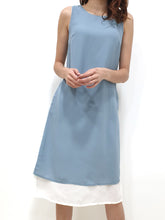 Duo Tone Shift Midi Dress - Blue (Non-returnable) - Ferlicious