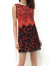 Linen Lace Bottom Dress - Orange (Non-returnable) - Ferlicious