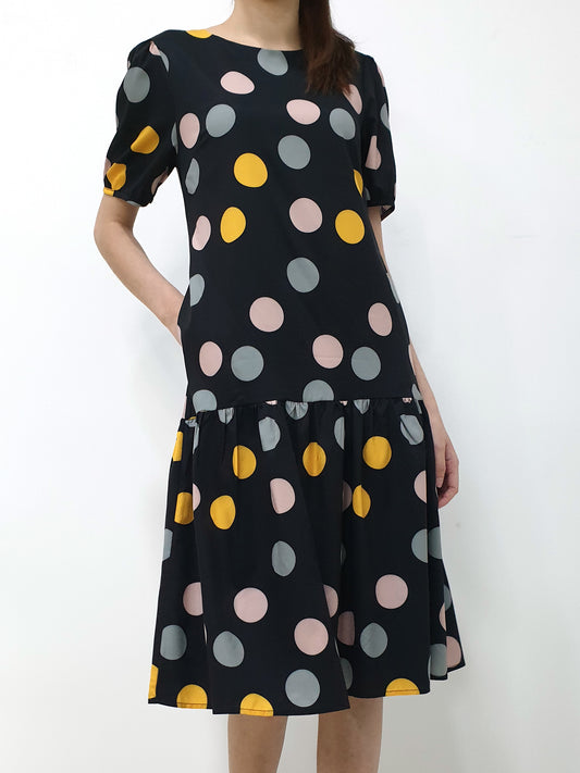Polkadot Sleeved Dress, women's dress - Ferlicious Singapore
