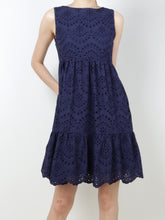 Sophia Eyelet Dress - Navy