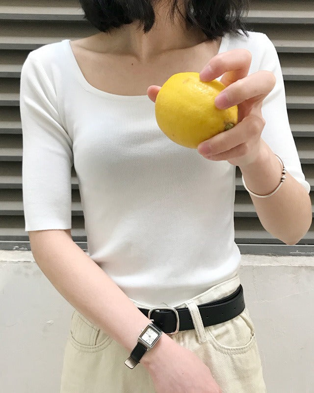 Square Collar Ice Silk Top - Ferlicious Singapore (view 5)