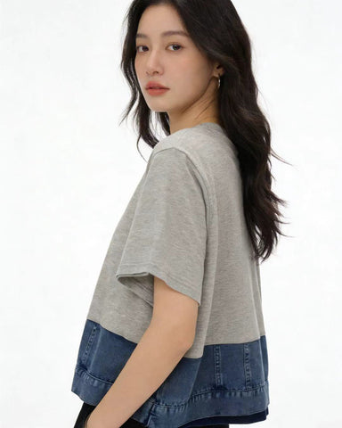 Denim Combo Top