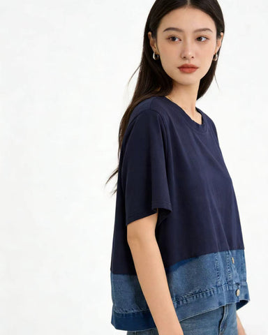 Denim Combo Top