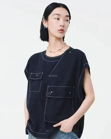Oversized Contrast Trim Top