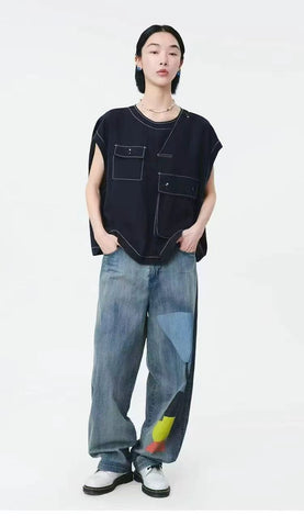 Oversized Contrast Trim Top