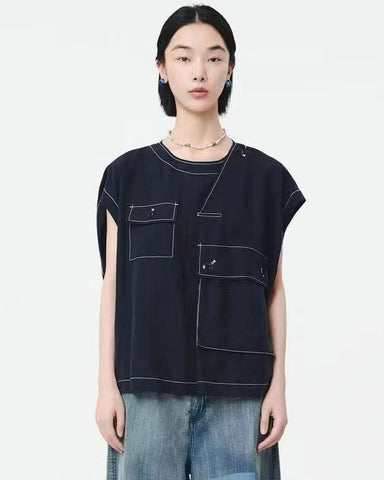 Oversized Contrast Trim Top
