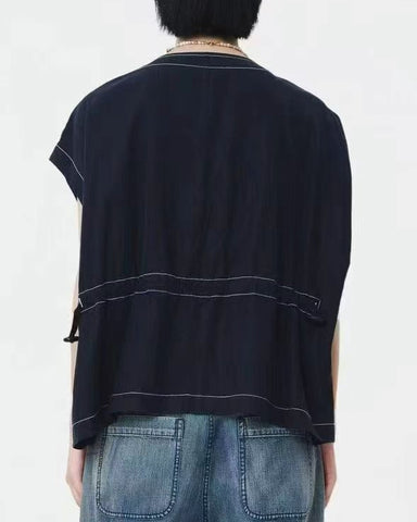 Oversized Contrast Trim Top