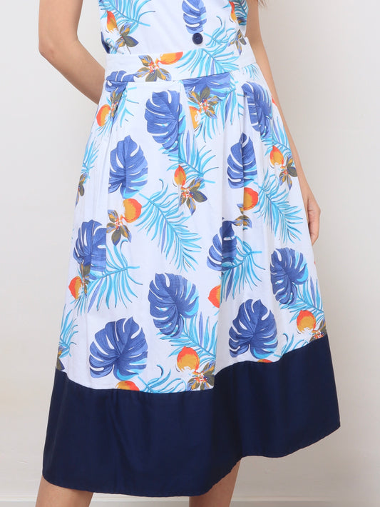 Tropical Print Skirt, women's skirt - Ferlicious Singapore
