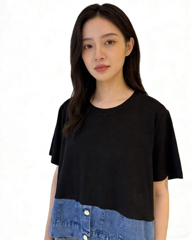 Denim Combo Top