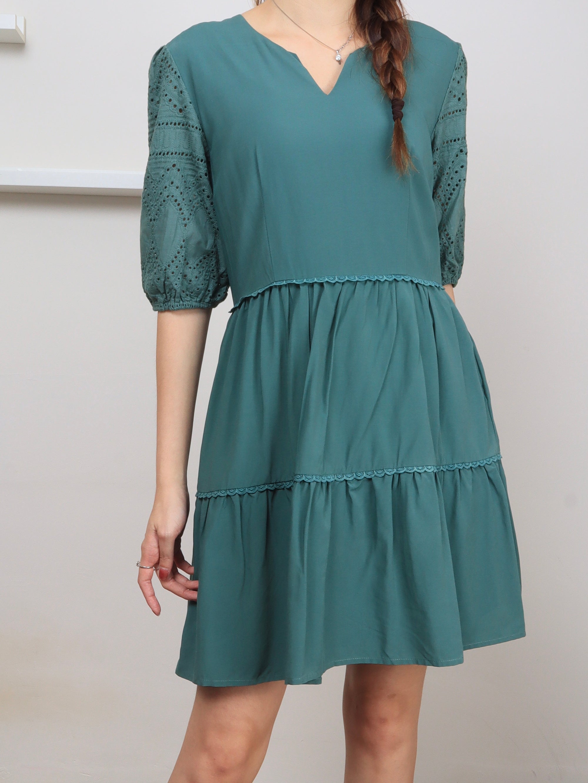 Eyelet Sleeves Dress