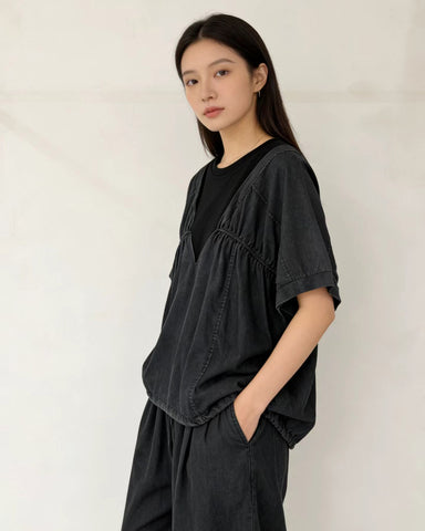 Denim Batwing Top