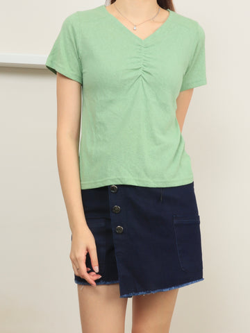 Ruched Front Top - Green