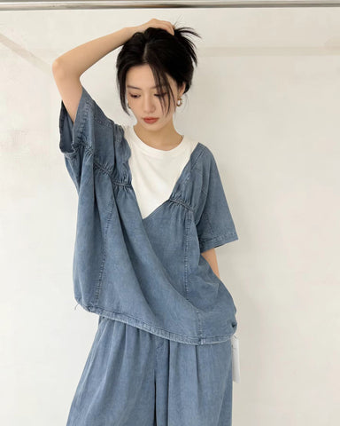 Denim Batwing Top