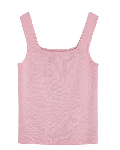 Square Neck Ribbed Knit Tank