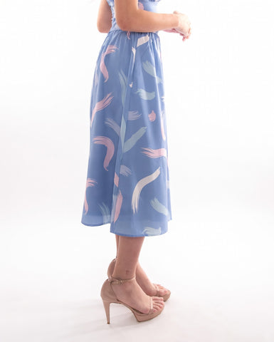 Abstract Brushstroke Midi Skirt