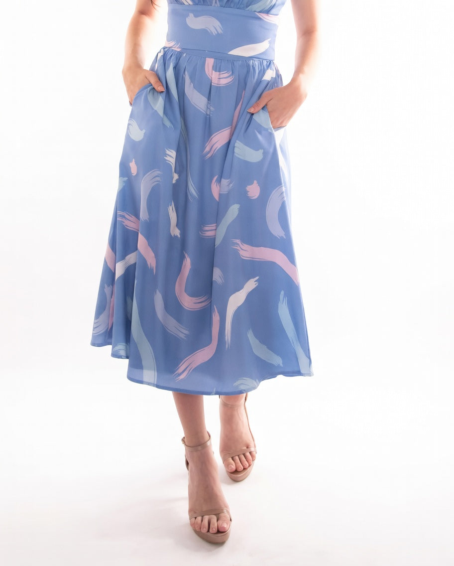 Abstract Brushstroke Midi Skirt - Ferlicious Singapore (view 4)