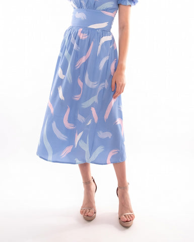 Abstract Brushstroke Midi Skirt
