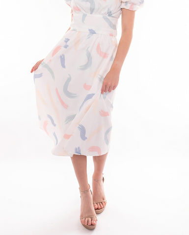 Abstract Brushstroke Midi Skirt
