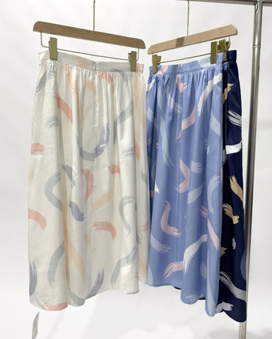 Abstract Brushstroke Midi Skirt