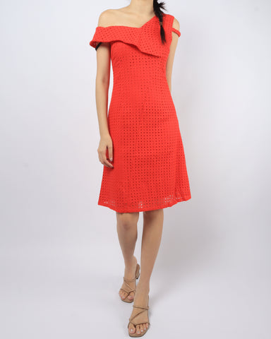 Assym Eyelet Midi - Coral