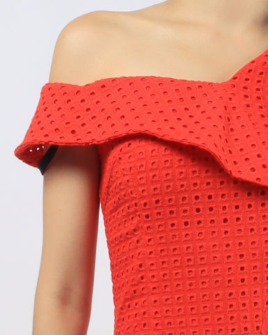 Assym Eyelet Midi - Coral